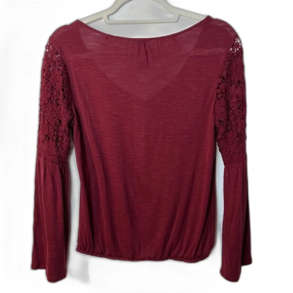 American Rag Long Sleeve Blouse Burgundy Size S